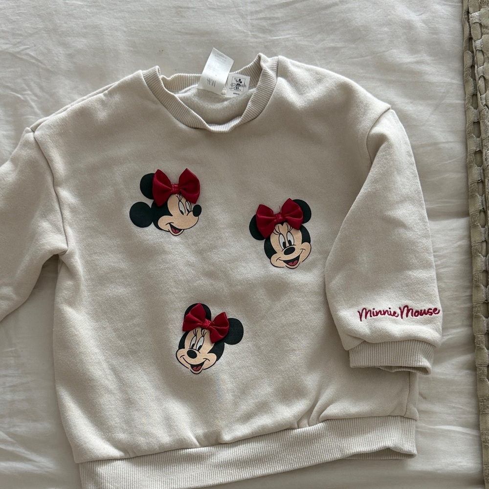 Disney Cream Minnie Mouse Sweatshirt with Red Accents